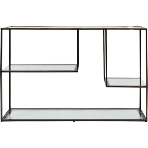 Libra Deveraux Gilded Bronze Metal and Glass Console Table